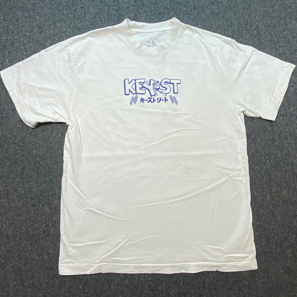 Key Street Graphic T Shirt L Mens White Sumo Wrestler‎ Streetwear Short Sleeve
